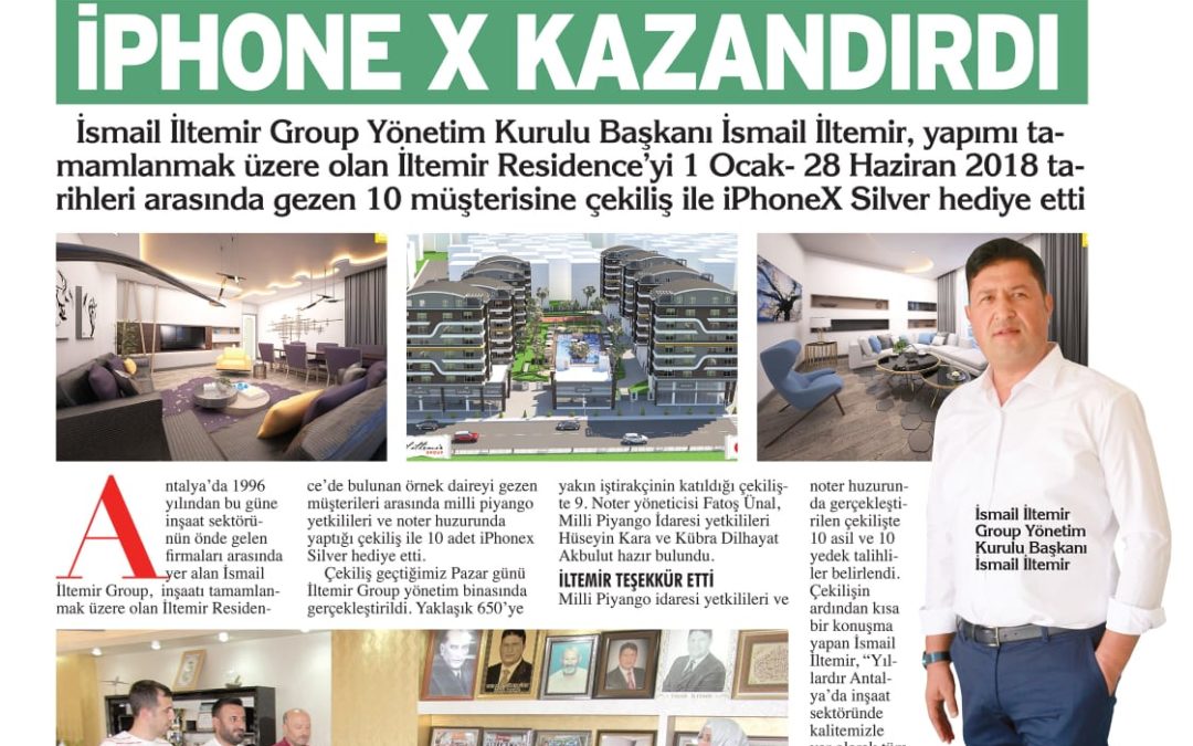 Antalya Körfez Gazetesi: İsmail İltemir IphoneX Kazandırdı.